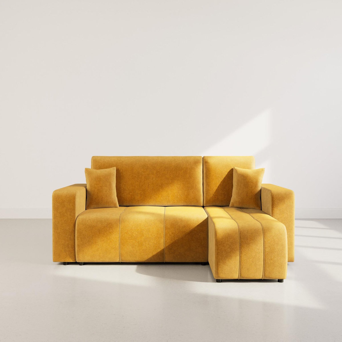 BEST MOBILIER Nicole - canapé d'angle réversible 4 places convertible avec coffre en tissu