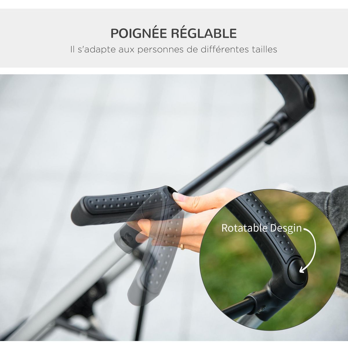 PAWHUT Poussette pour chien pliable nacelle 2 en 1 - habillage pluie, panier, poignée, housse réglable - alu oxford gris