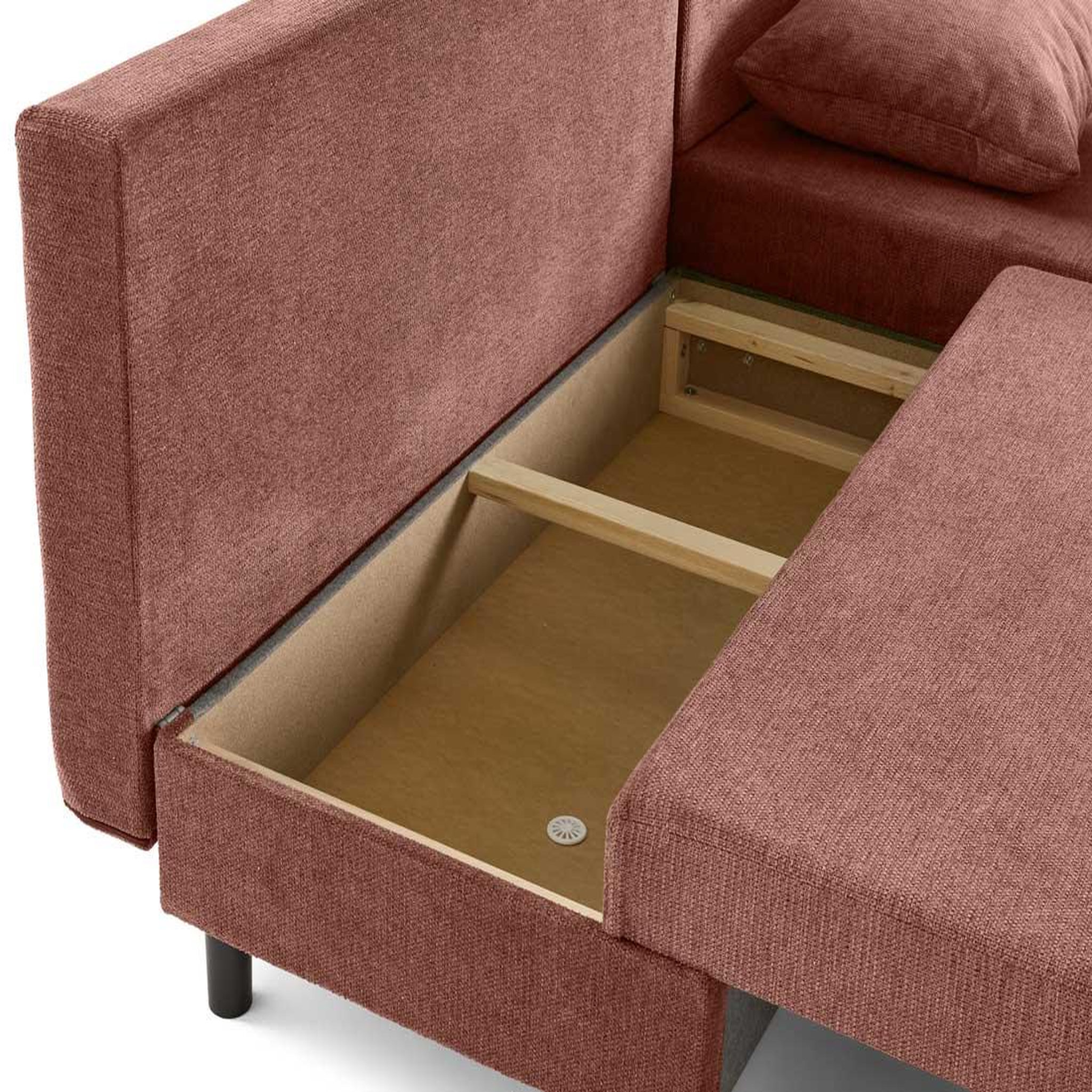Voir la diapositive 4 : BEST MOBILIER Gloria - canapé d'angle réversible 4 places convertible avec coffre en tissu texturé
