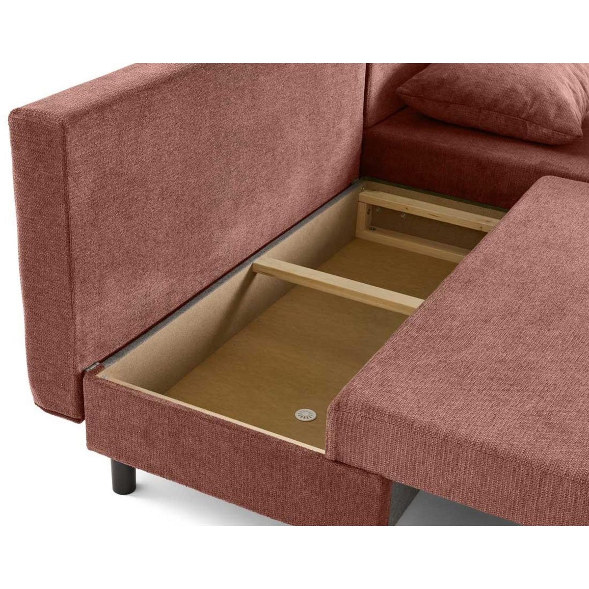 BEST MOBILIER Gloria - canapé d'angle réversible 4 places convertible avec coffre en tissu texturé