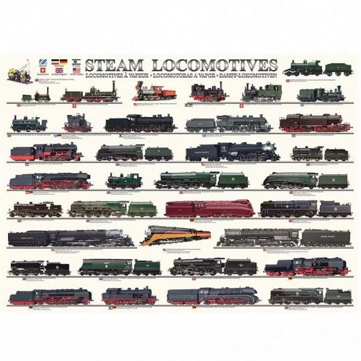 Eurographics Puzzle 1000 pièces : Locomotives à vapeur