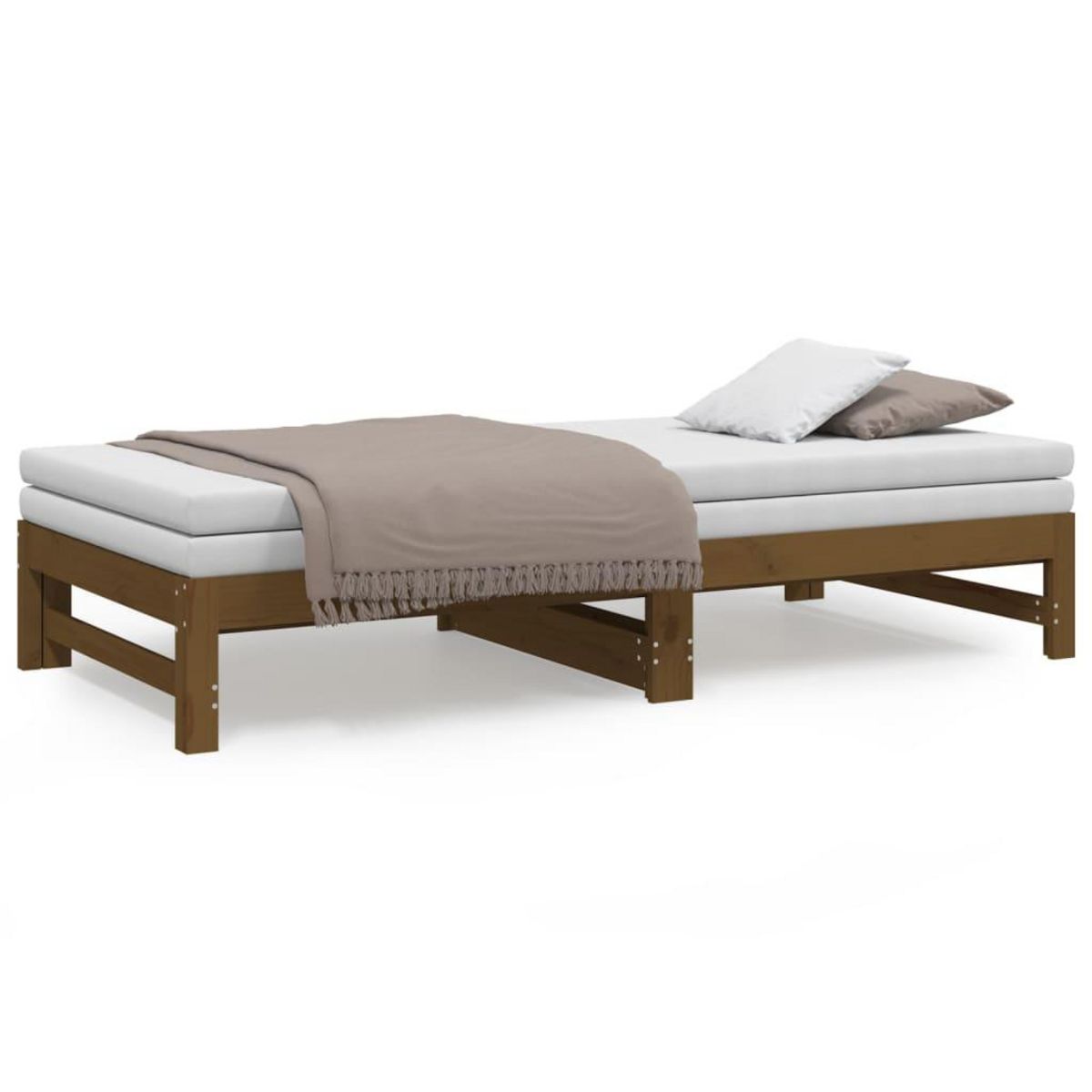 VIDAXL Lit coulissant sans matelas marron miel 2x(90x190) cm