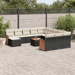 VIDAXL Salon de jardin avec coussins 13 pcs noir resine tressee