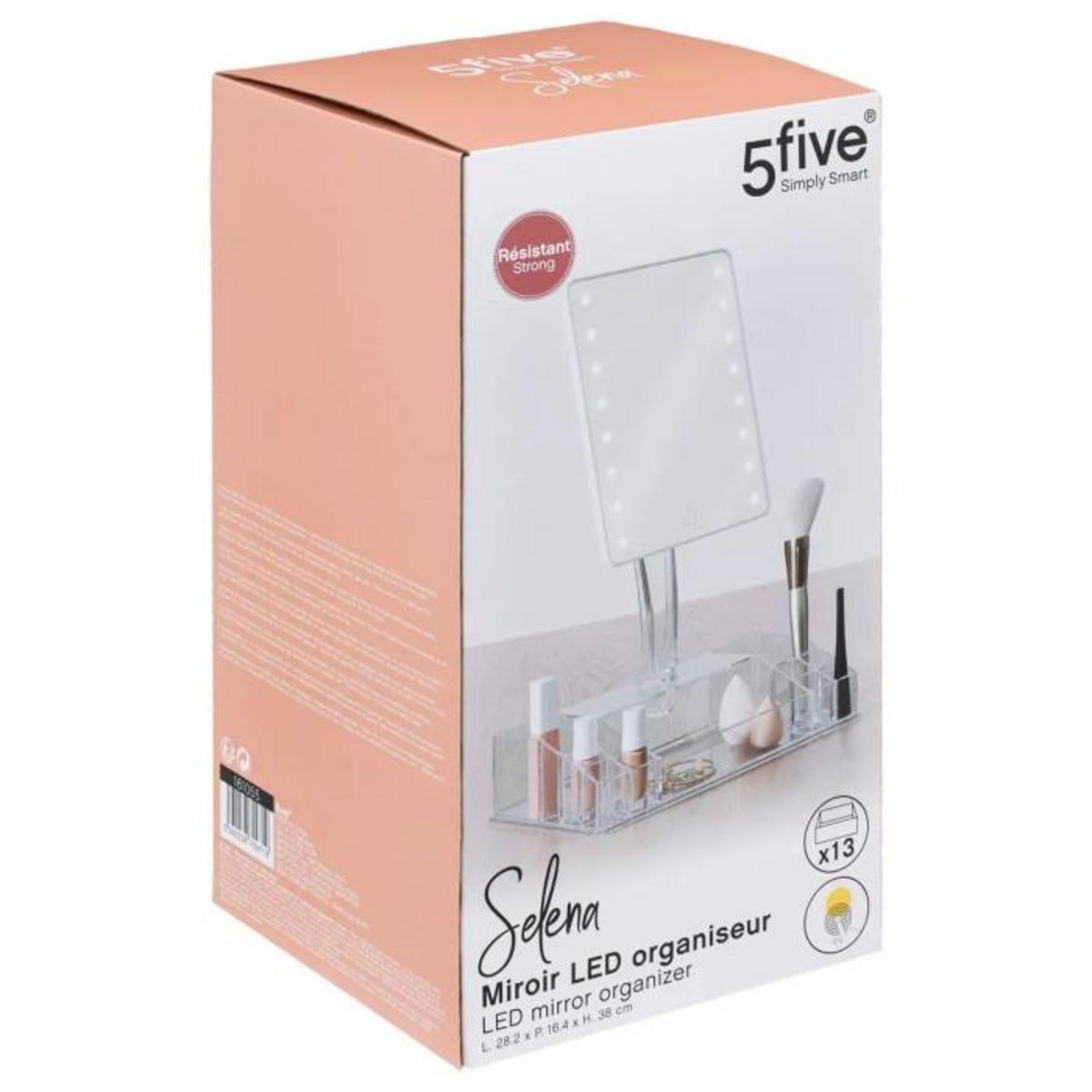 FIVE Organiseur Avec Miroir LED  Selena  38cm Transparent