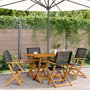 Voir la diapositive 1 : VIDAXL Chaises de jardin pliantes lot de 4 noir poly rotin bois massif
