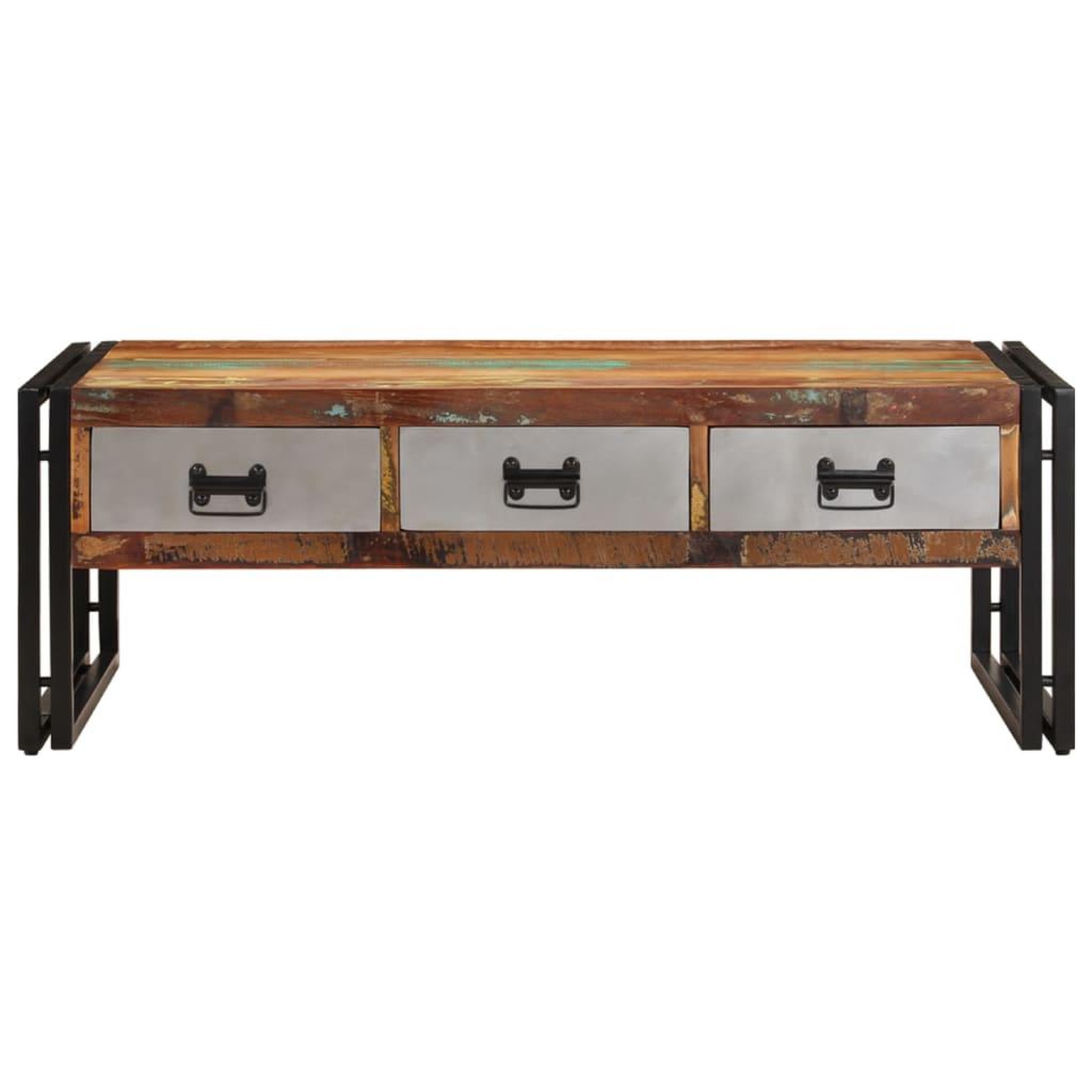 Voir la diapositive 3 : VIDAXL Table basse avec 3 tiroirs bois de recuperation 100x50x35 cm