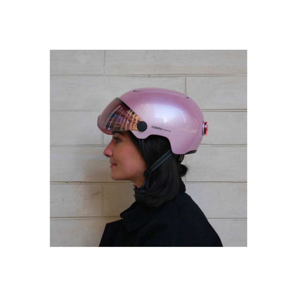 COSMO CONNECTED Casque vélo Cosmo Connected Fusion+ Rose Brillant Metallise