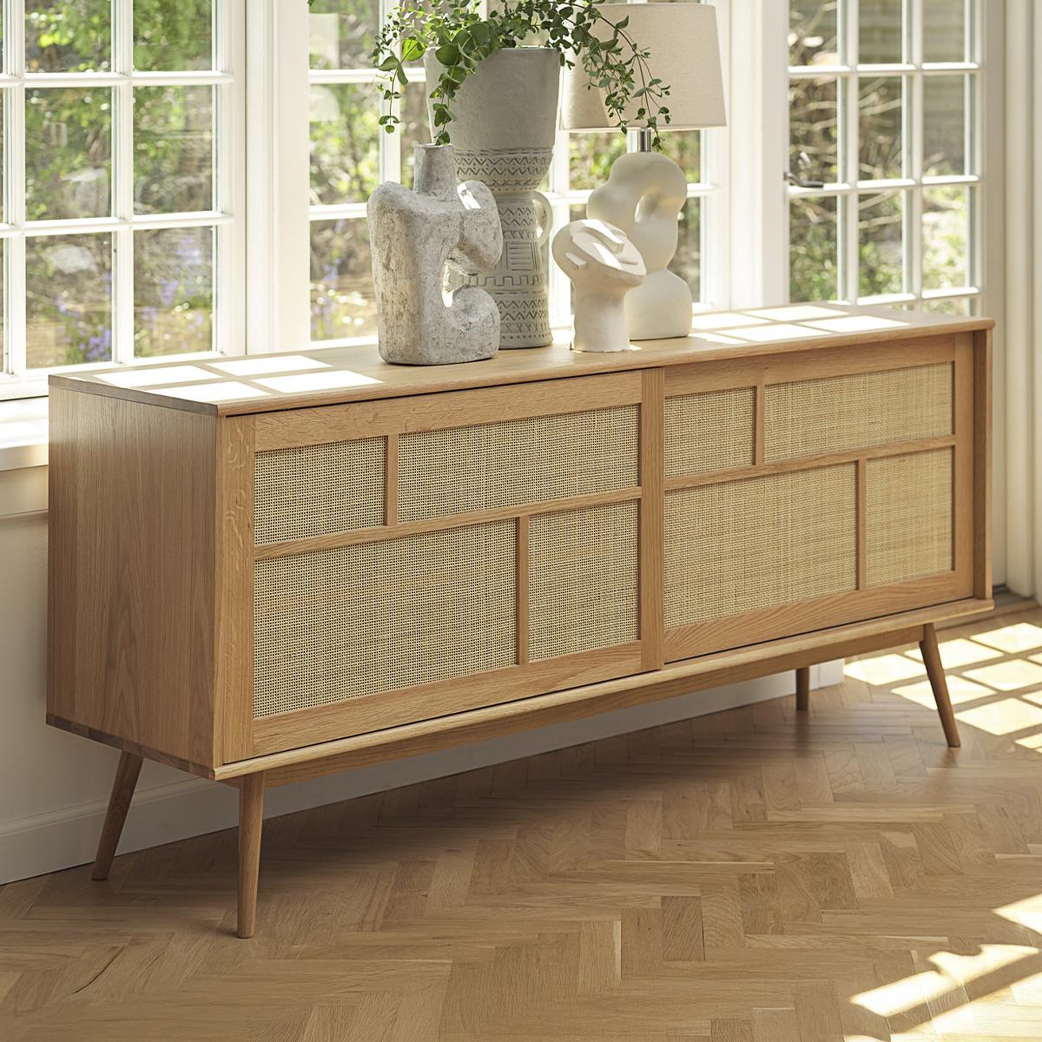 MAISON AUBERTIN Buffet 2 portes 180 cm - Bois et rotin - CAPRI - Naturel
