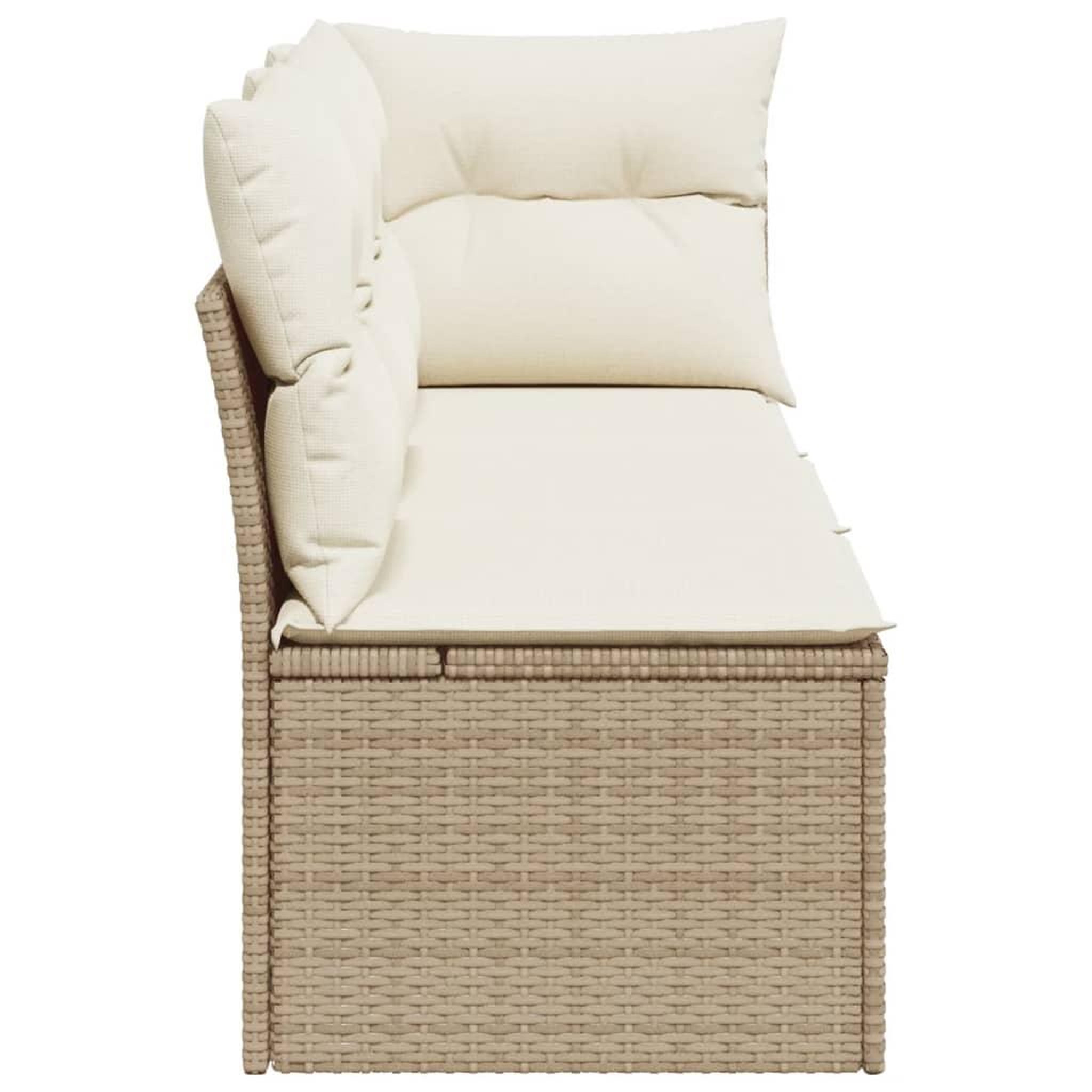 Voir la diapositive 5 : VIDAXL Canape de jardin avec coussins 3 places beige resine tressee