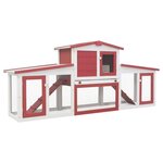 VIDAXL Clapier large d'exterieur Rouge et blanc 204x45x85 cm Bois