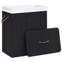 Voir la diapositive 3 : VIDAXL Panier a linge avec une seule section bambou noir 83 L