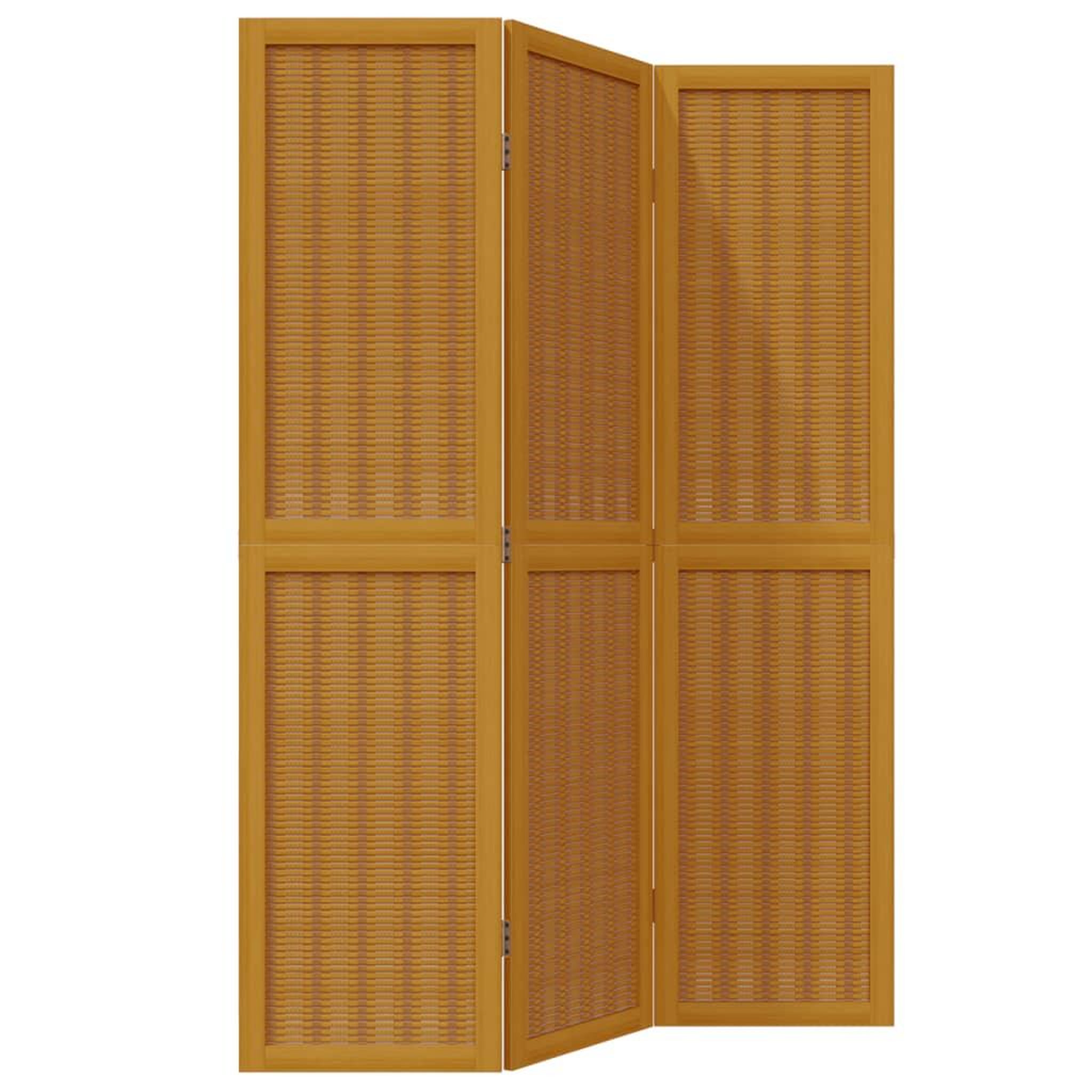 Voir la diapositive 2 : VIDAXL Cloison de separation 3 panneaux marron bois paulownia massif