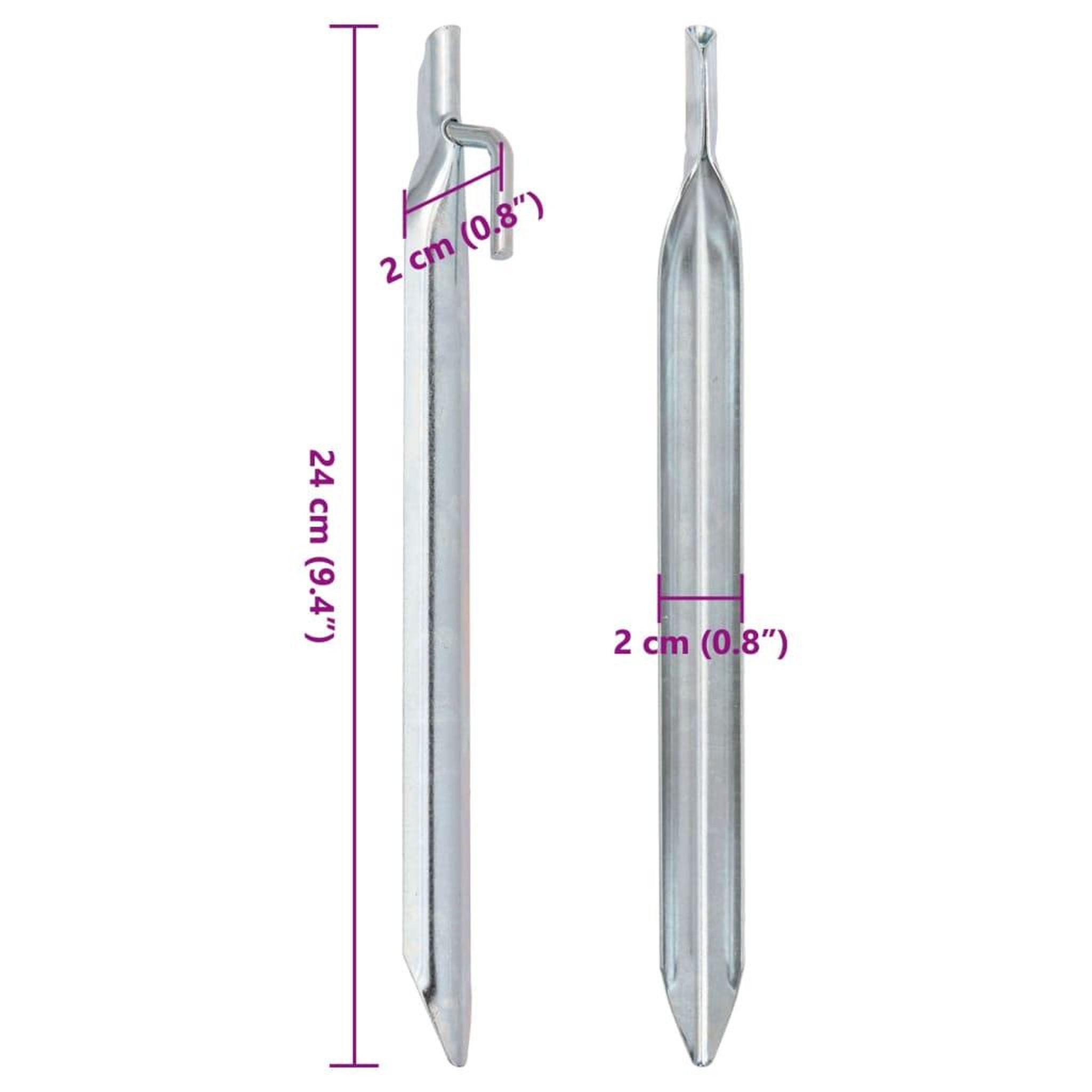 Voir la diapositive 6 : VIDAXL Piquets de tente 24pcs en forme de V 24cm Ø20mm acier galvanise