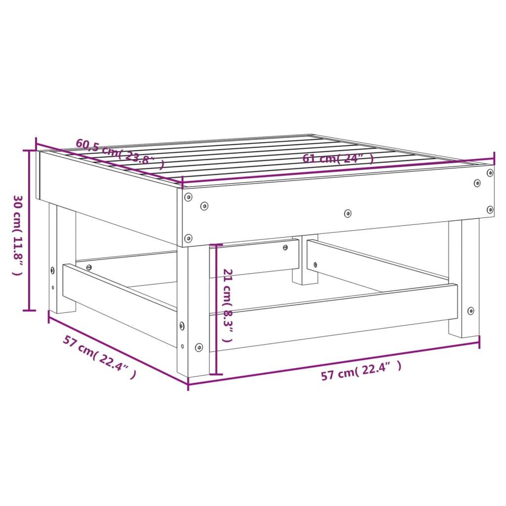 Voir la diapositive 6 : VIDAXL Repose-pied de jardin bois de pin impregne