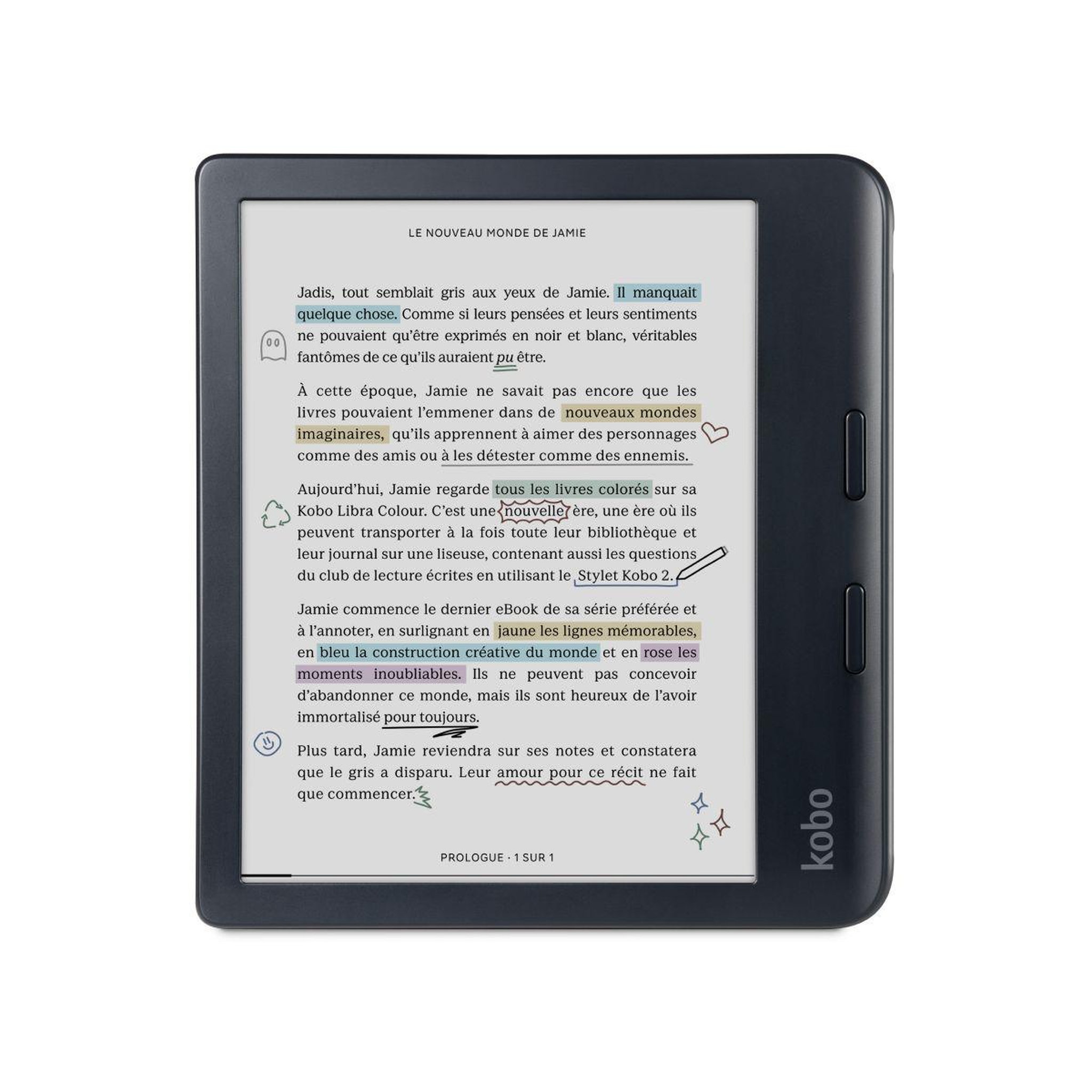 Voir la diapositive 2 : kobo Liseuse eBook Libra Colour Noire