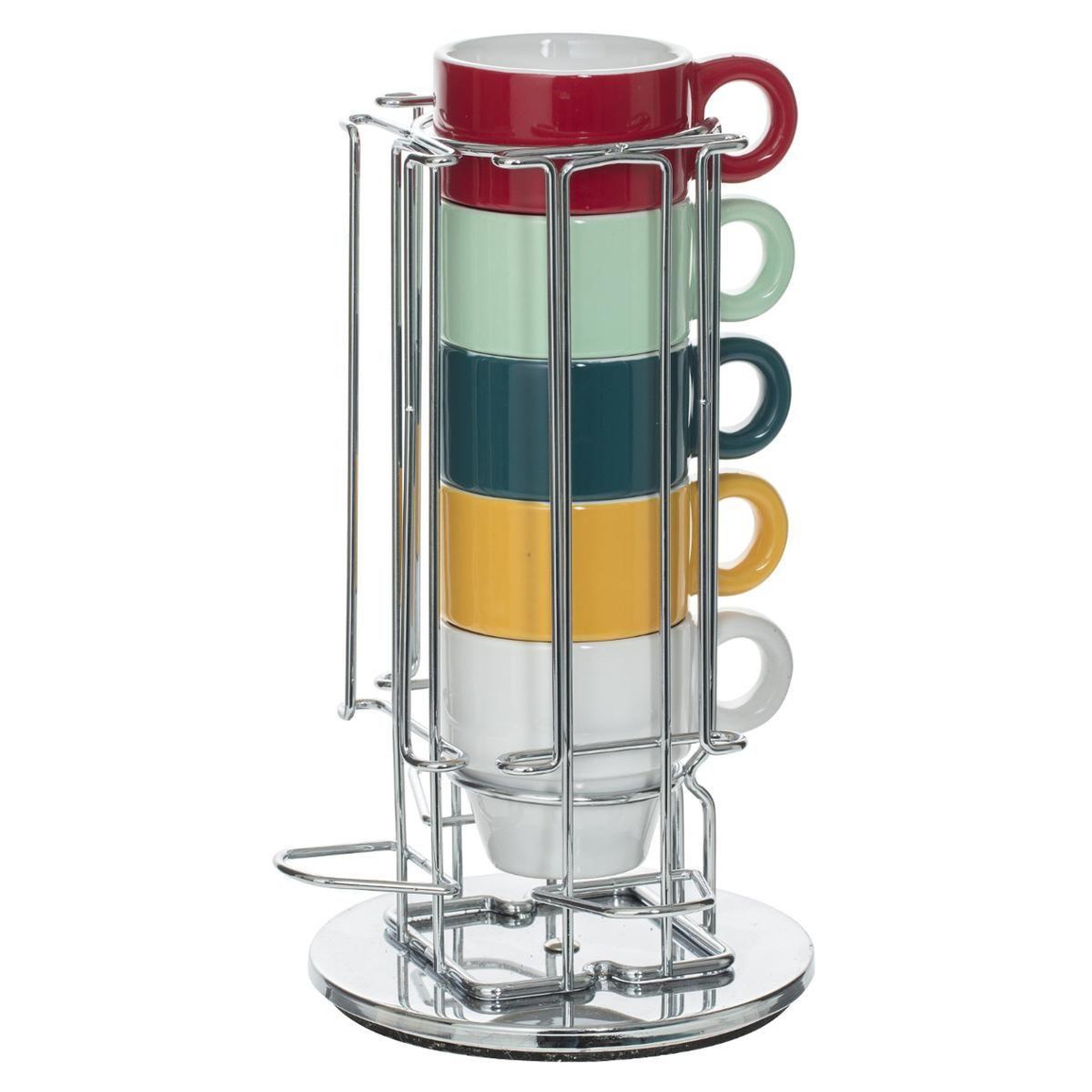Voir la diapositive 1 : SECRET DE GOURMET Lot de 6 tasses & porte capsules  rack  5cl multicolore