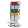 Voir la diapositive 1 : SECRET DE GOURMET Lot de 6 Tasses & Porte Capsules  Rack  5cl Multicolore