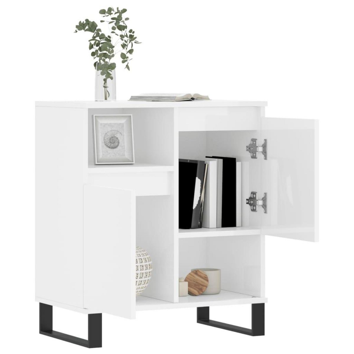 VIDAXL Buffet Blanc brillant 60x35x70 cm Bois d'ingenierie
