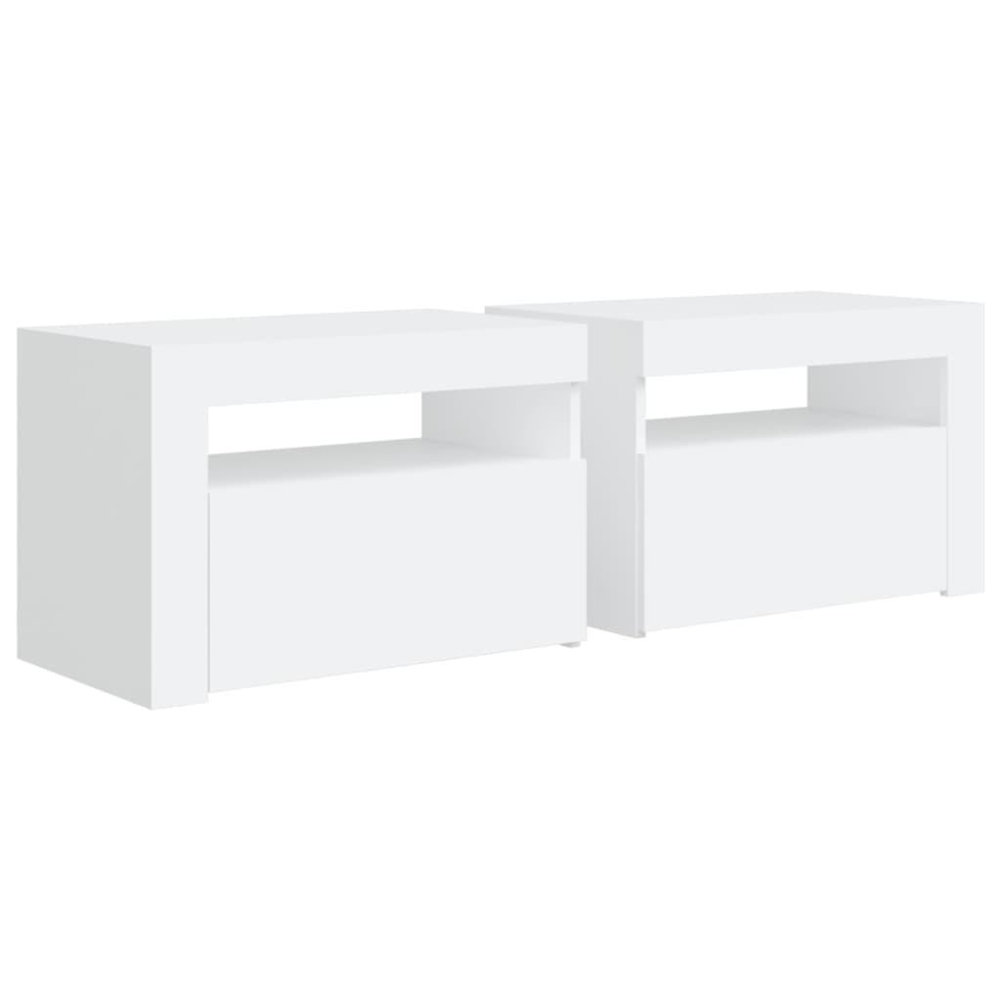 Voir la diapositive 3 : VIDAXL Tables de chevet 2 pcs avec LED Blanc 60x35x40 cm