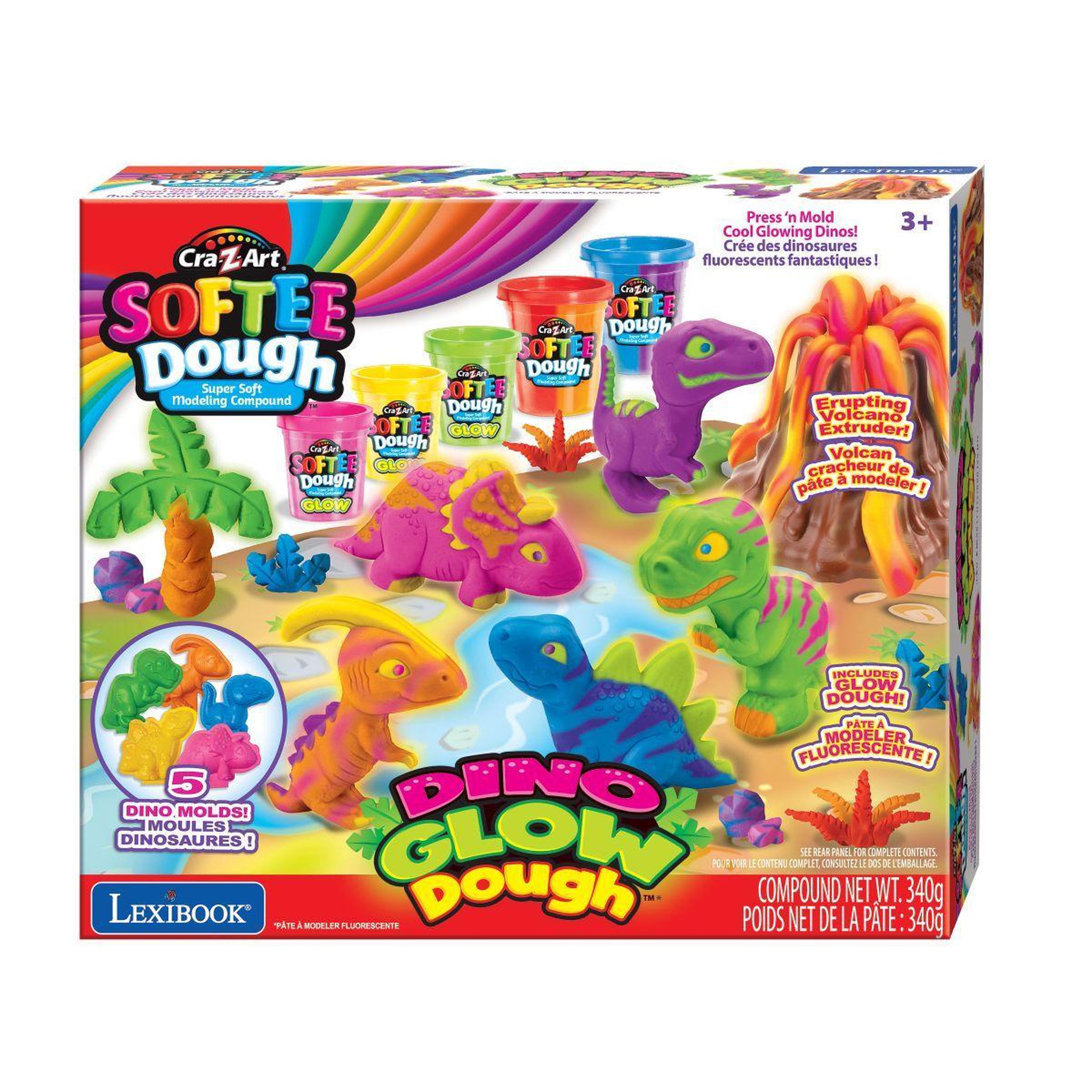 Voir la diapositive 3 : Lexibook Kit de dinosaures en pâte à modeler malléable et fluorescente