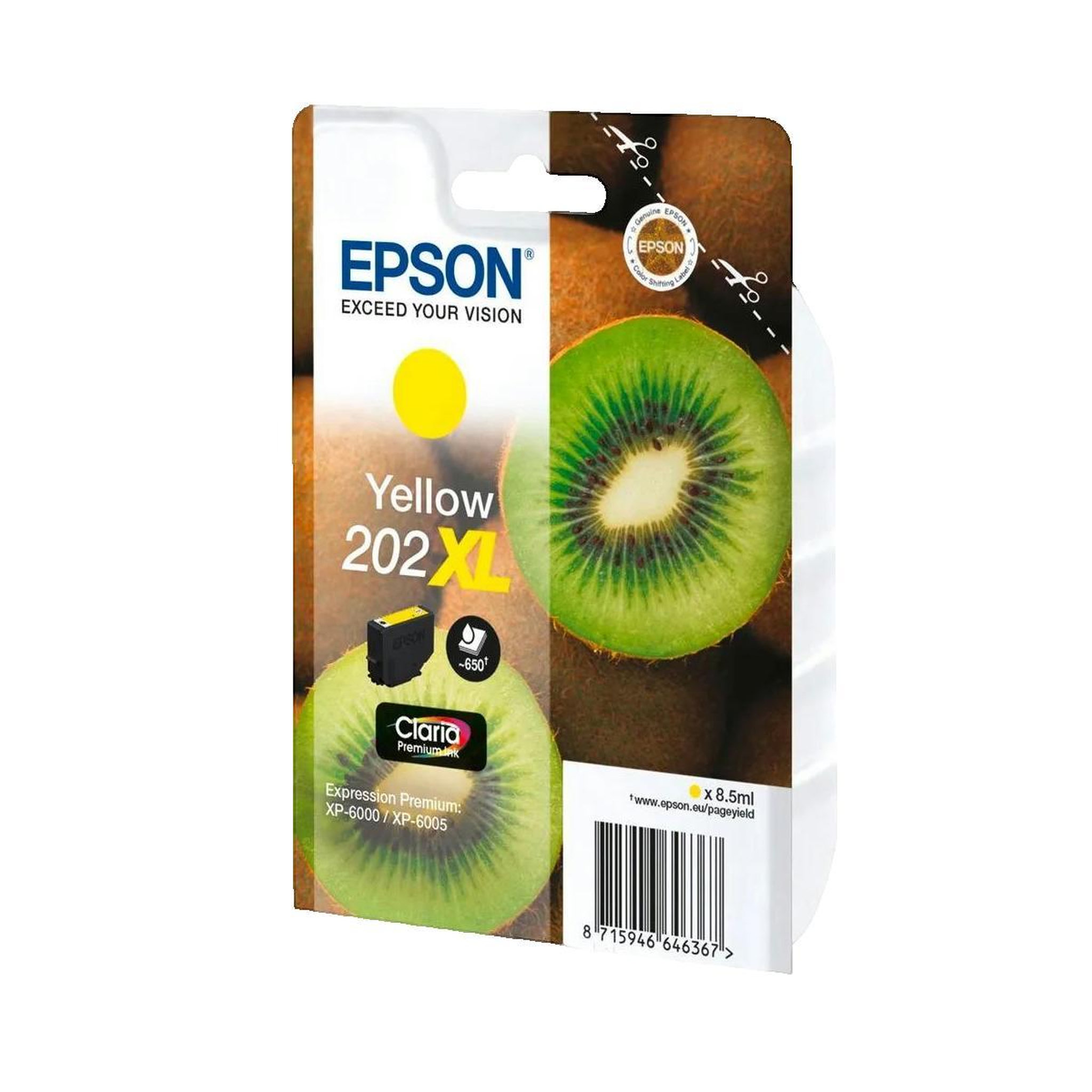Voir la diapositive 2 : Epson Cartouche d'encre Epson Kiwi Singlepack Yellow 202XL jaune