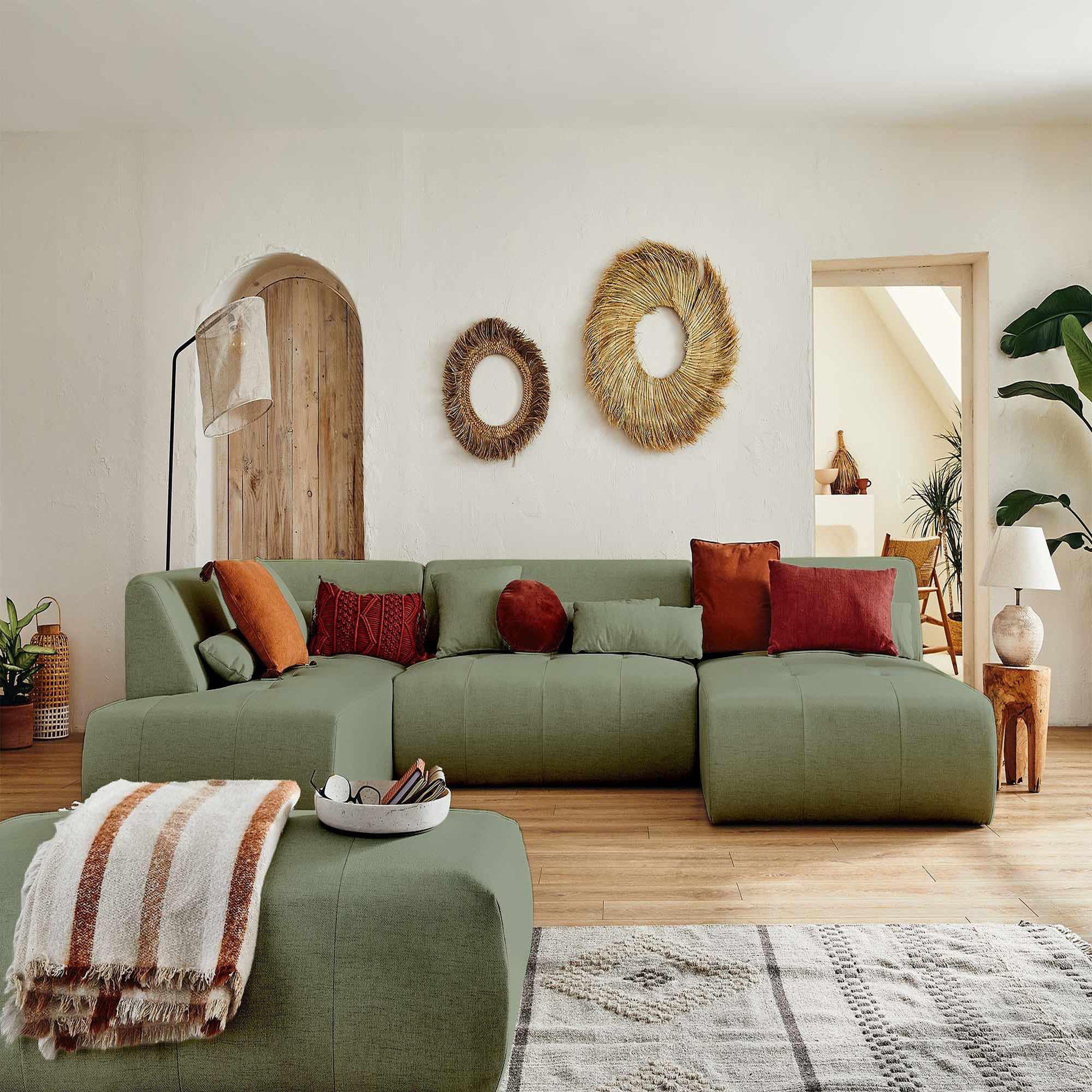 Voir la diapositive 4 : BEST MOBILIER Onyx - canapé panoramique d'angle gauche 7 places - en tissu