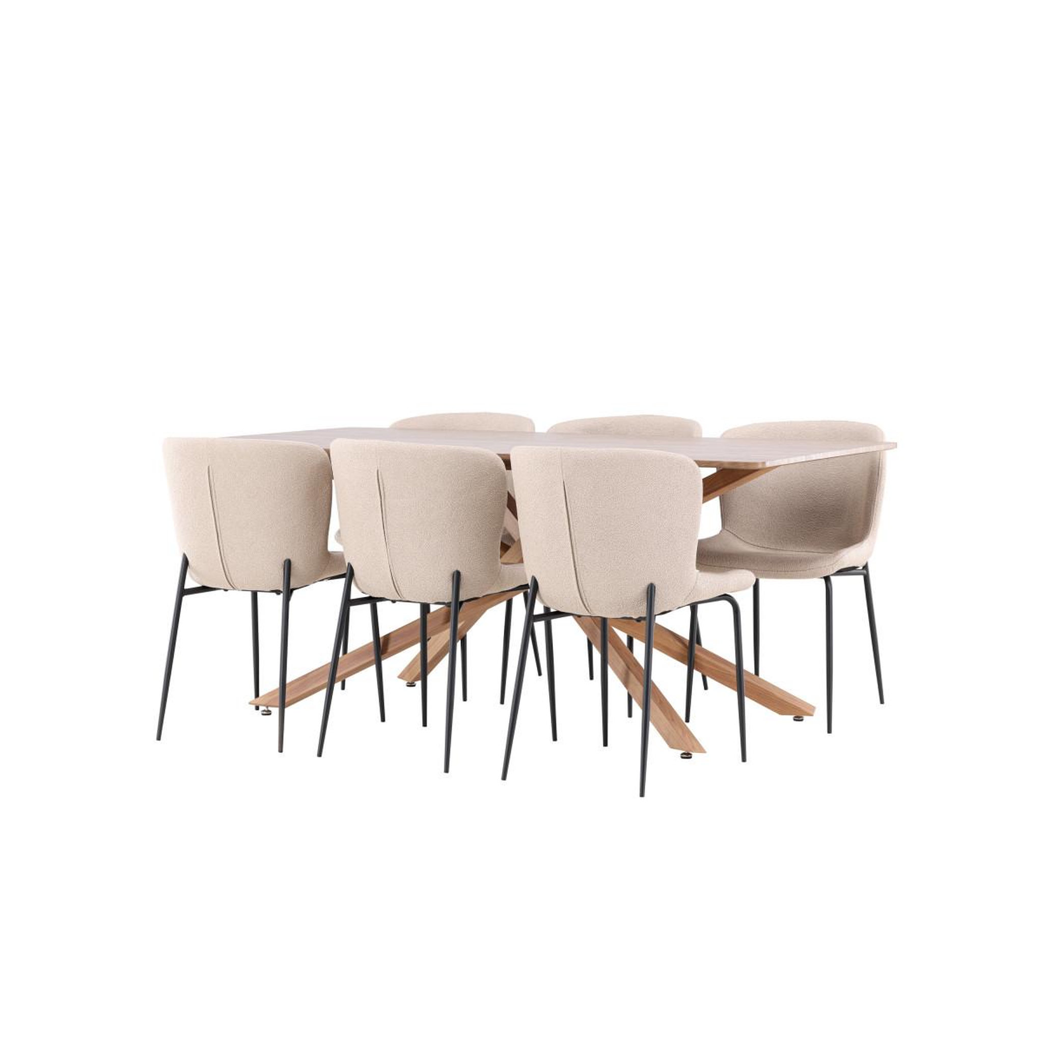 Voir la diapositive 2 : Paris Prix Ensemble table à manger & 6 chaises  piazza & modesto  180cm naturel & beige