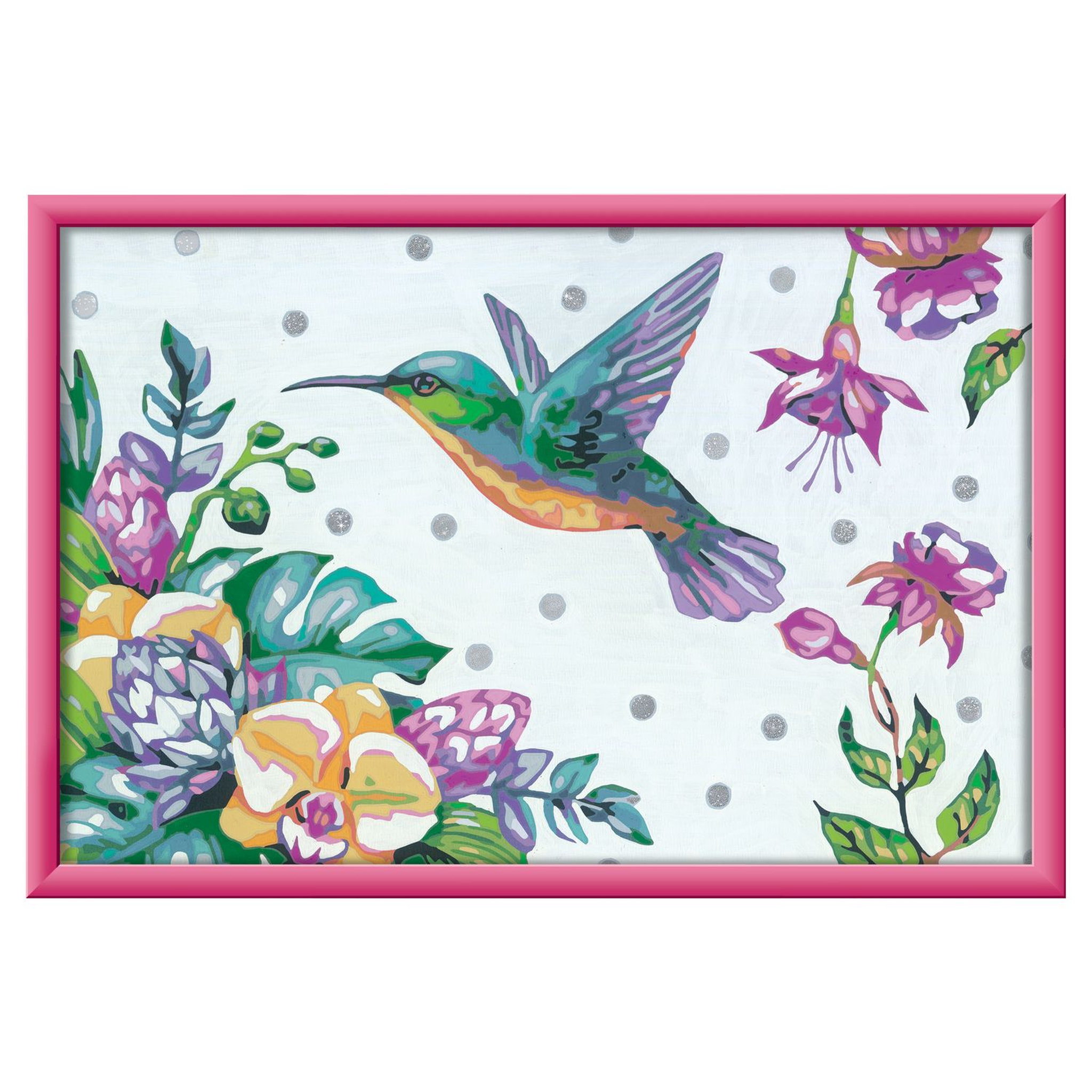 Voir la diapositive 2 : RAVENSBURGER Tableau Colibri et fleurs exotiques - Grand format - Numéro d'art
