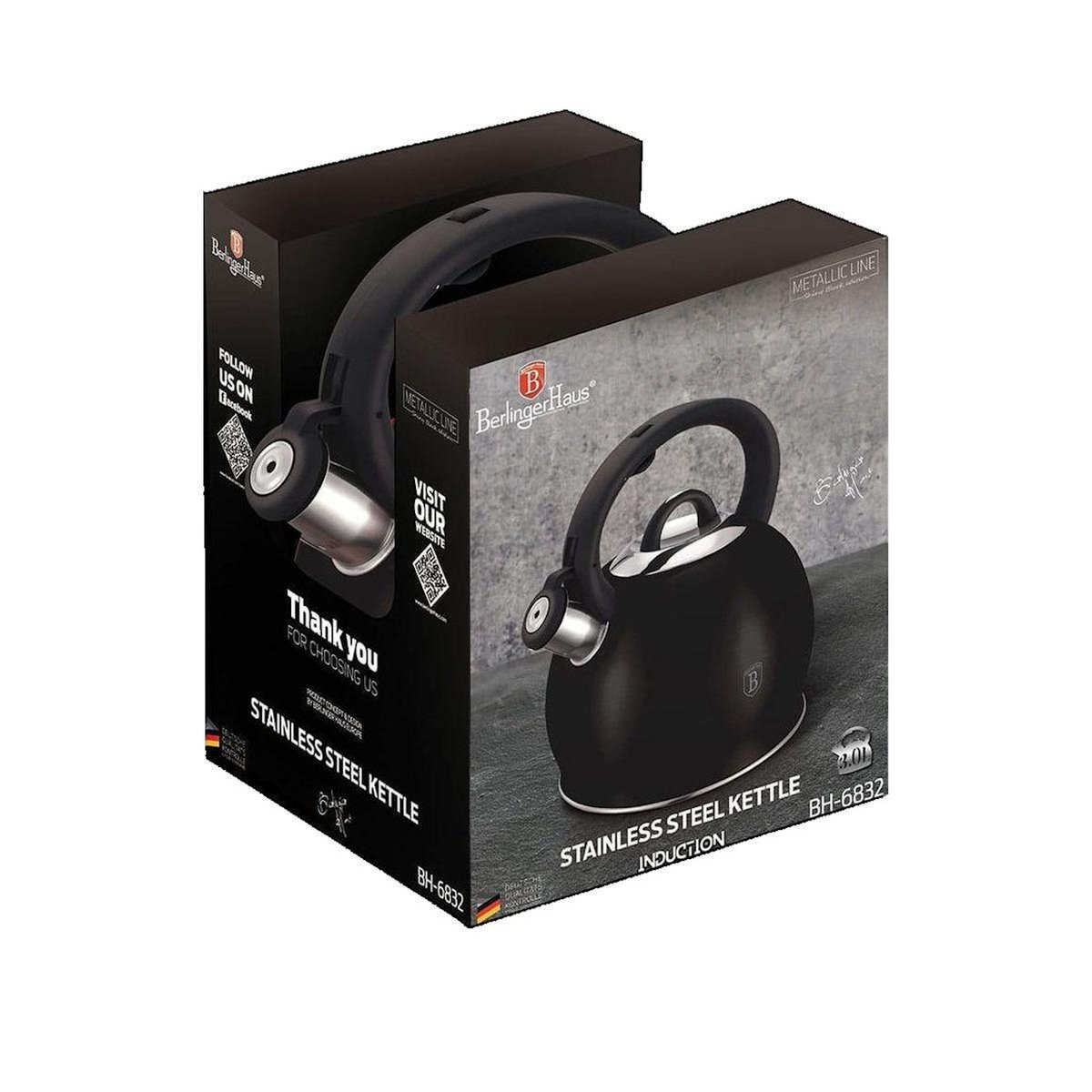 BERLINGER HAUS Bouilloire Berlinger-Haus Shiny Black Edition 3L acier inoxydable