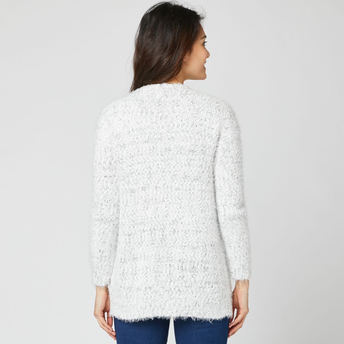 IN EXTENSO Gilet long popcorn blanc femme