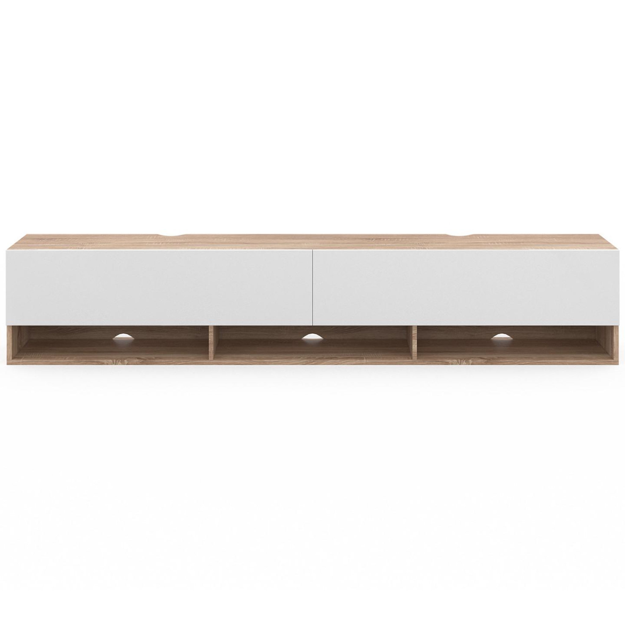 Voir la diapositive 3 : ID MARKET Meuble tv 180 cm suspendu elio 2 portes avec étagère bois et blanc