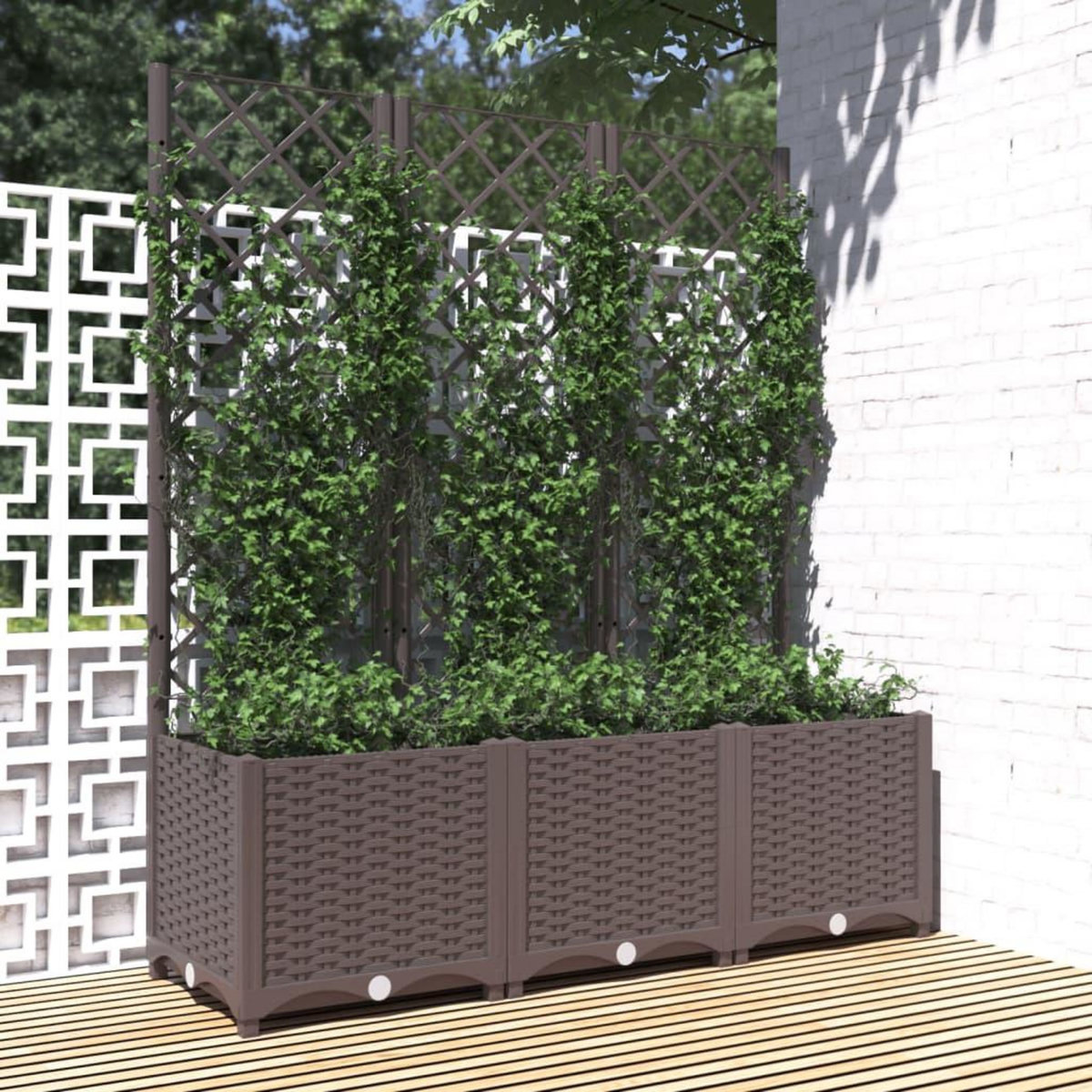 VIDAXL Jardiniere avec treillis Marron 120 x 40 x 136 cm PP