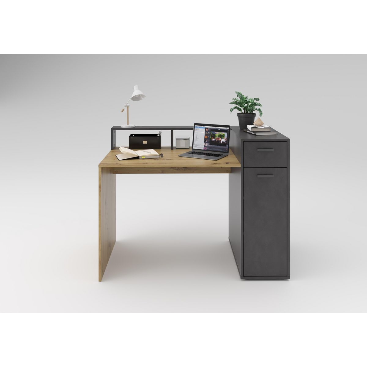 Bureau droit 1 porte 1 tiroirs L120cm TORONTO
