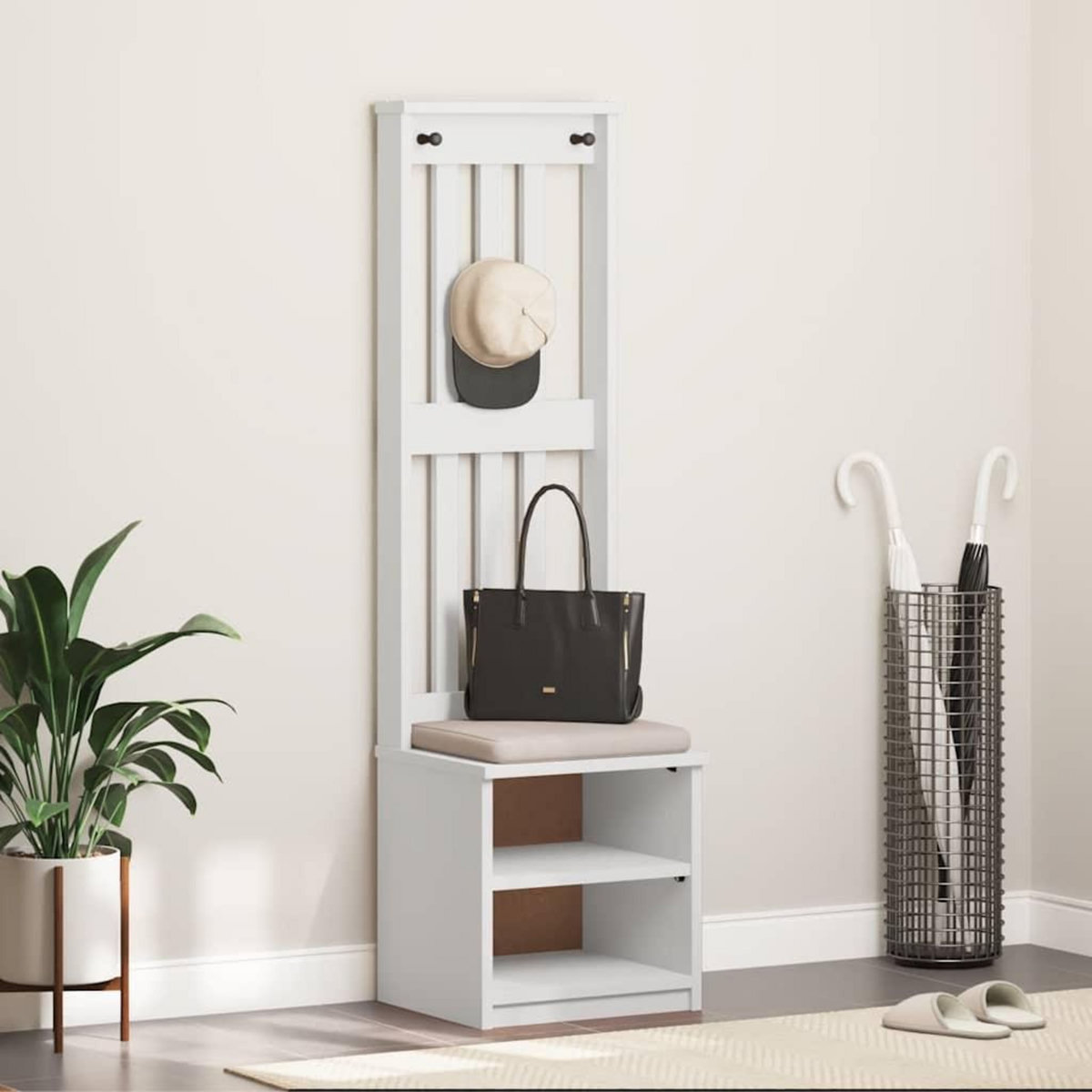 VIDAXL Portemanteau SANDENS blanc 45x40x159,5 cm bois massif pin