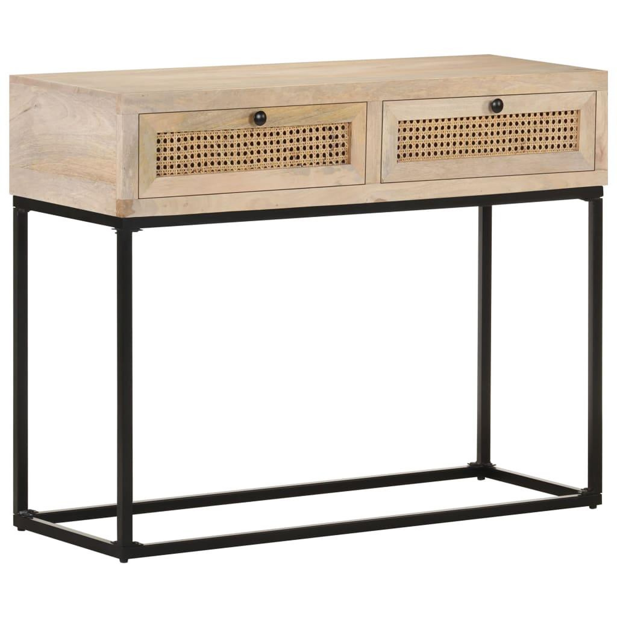 VIDAXL Table console 100x35x76 cm bois de manguier et canne naturelle