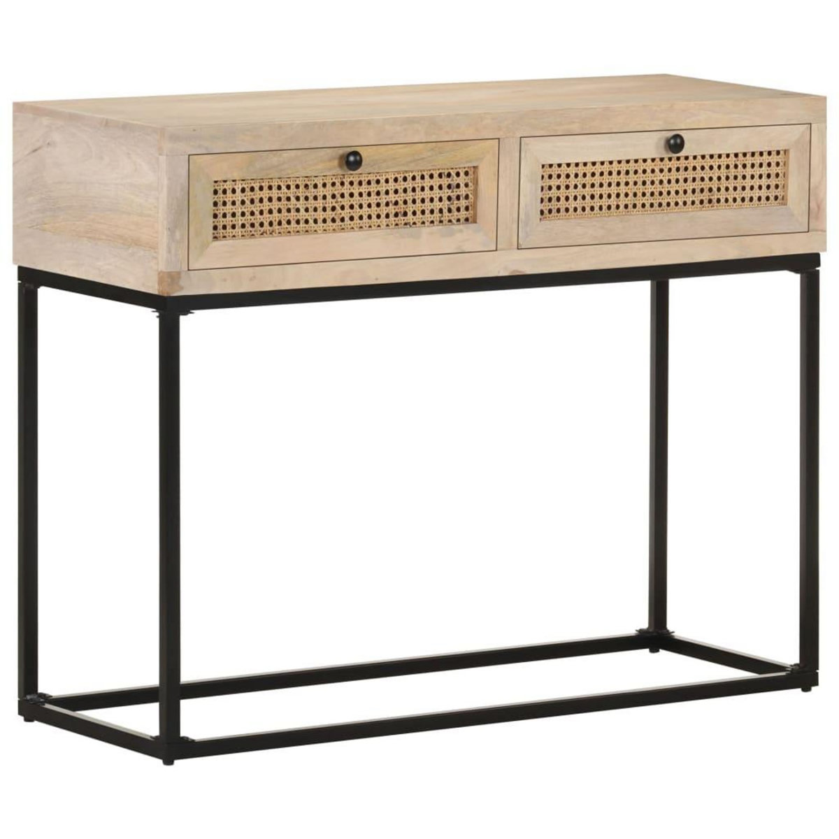 VIDAXL Table console 100x35x76 cm Bois de manguier et canne naturelle