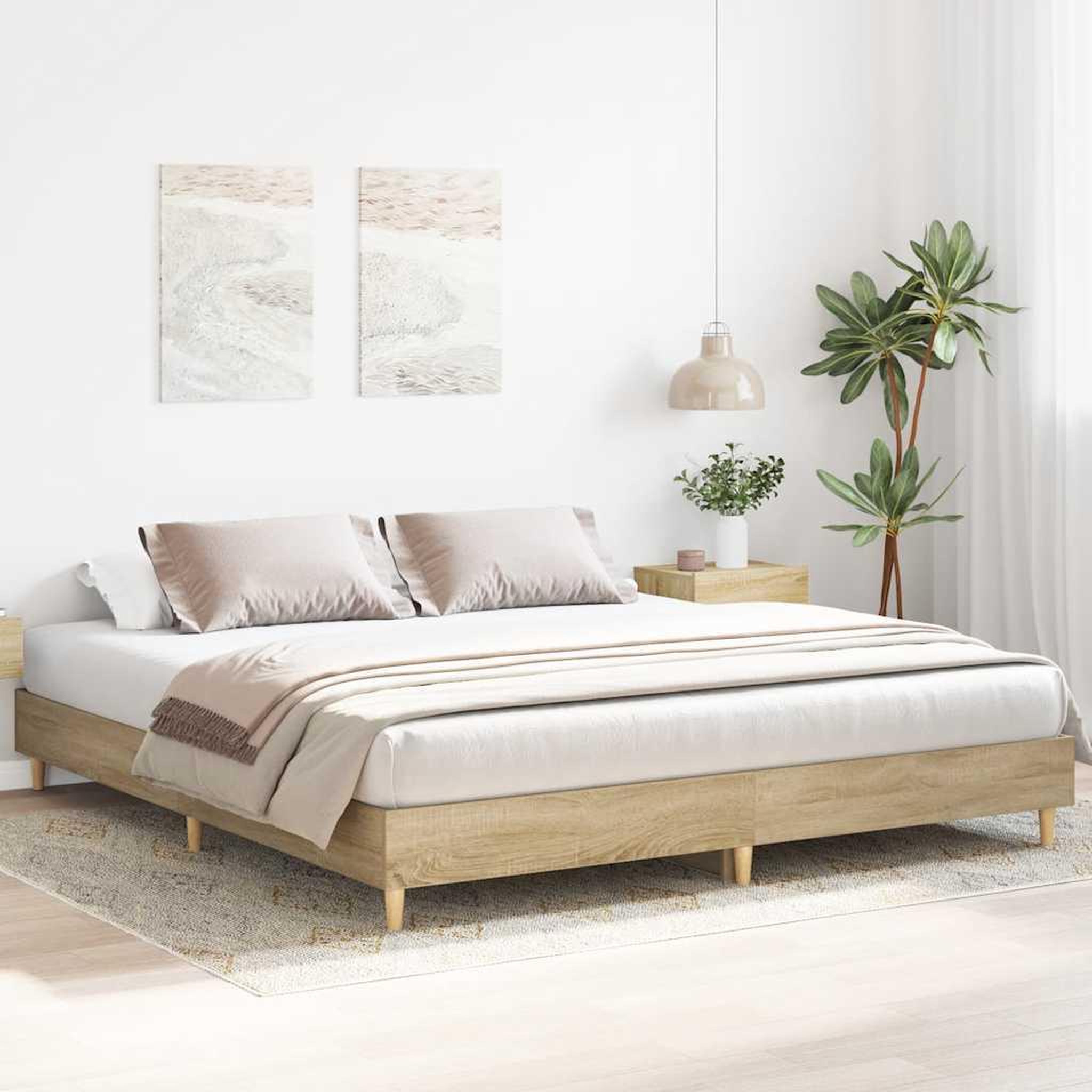 Voir la diapositive 3 : VIDAXL Cadre de lit sans matelas chene sonoma 200x200 cm