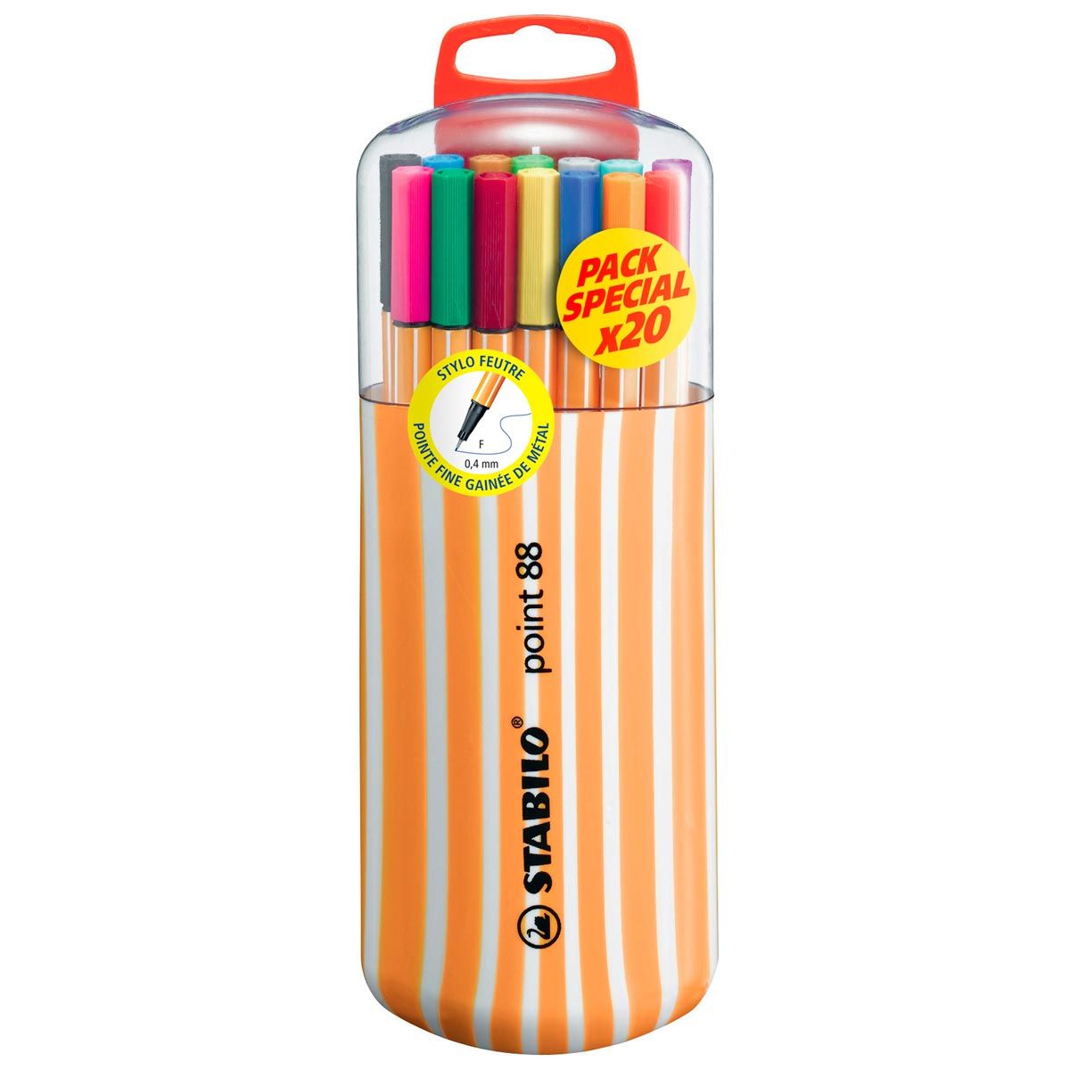 STABILO  Lot de 20 stylos feutre pointe fine Point 88 assortiment fantaisie