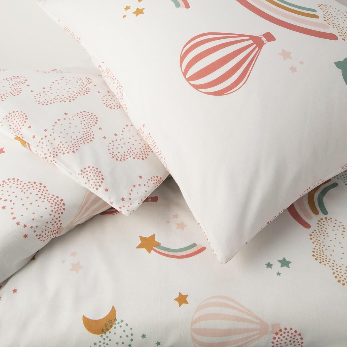 FUTURE HOME Parure de lit enfant en coton imprimé arc-en-ciel 140x200cm