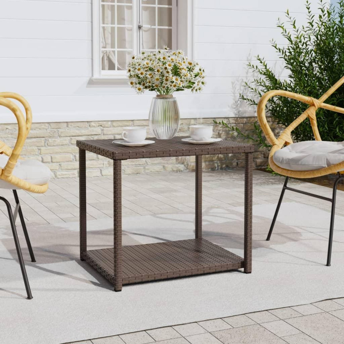 VIDAXL Table d'appoint marron 55x45x49 cm resine tressee