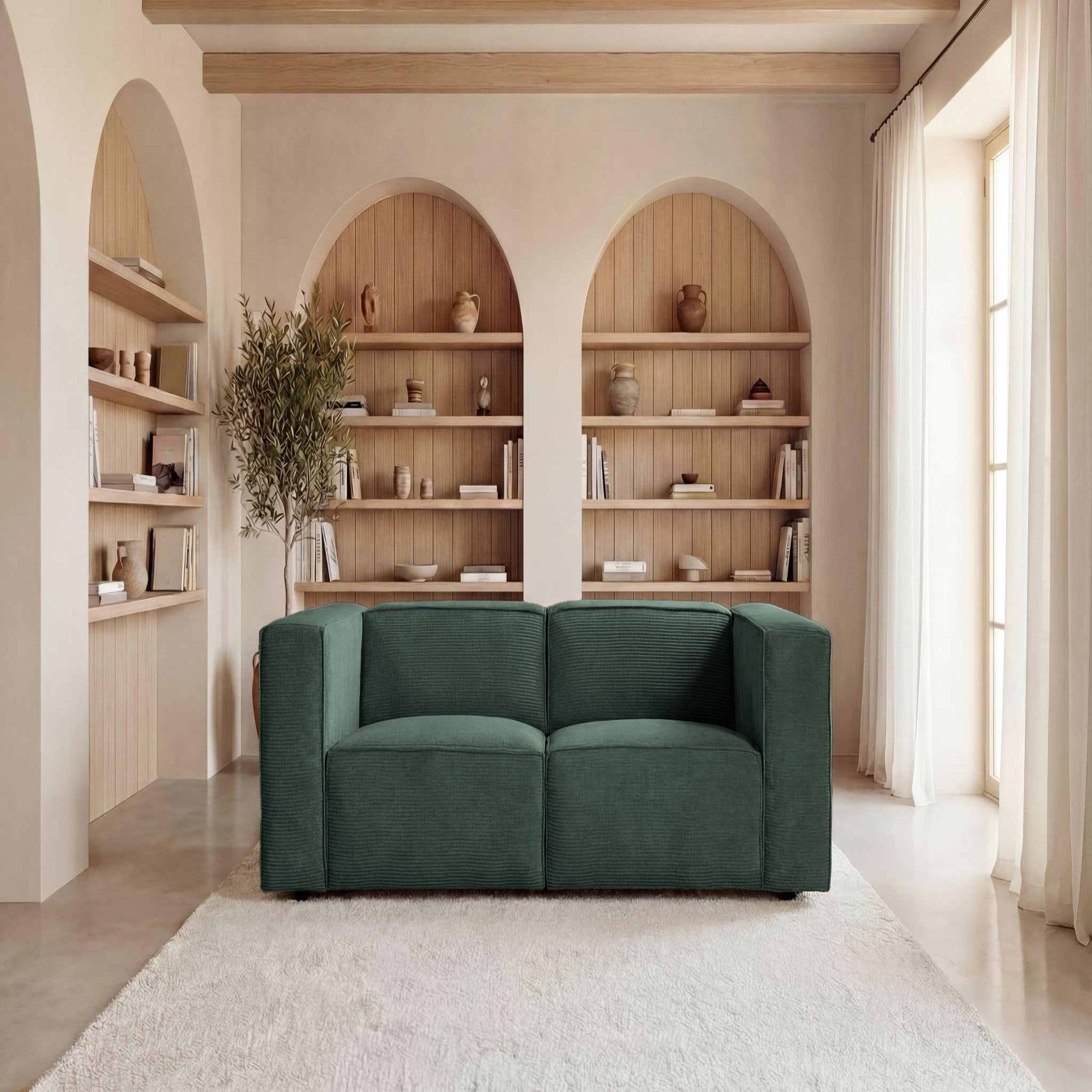 Voir la diapositive 3 : CASANOVA PARIS Mini basil - canapé droit velours côtelé 2 places