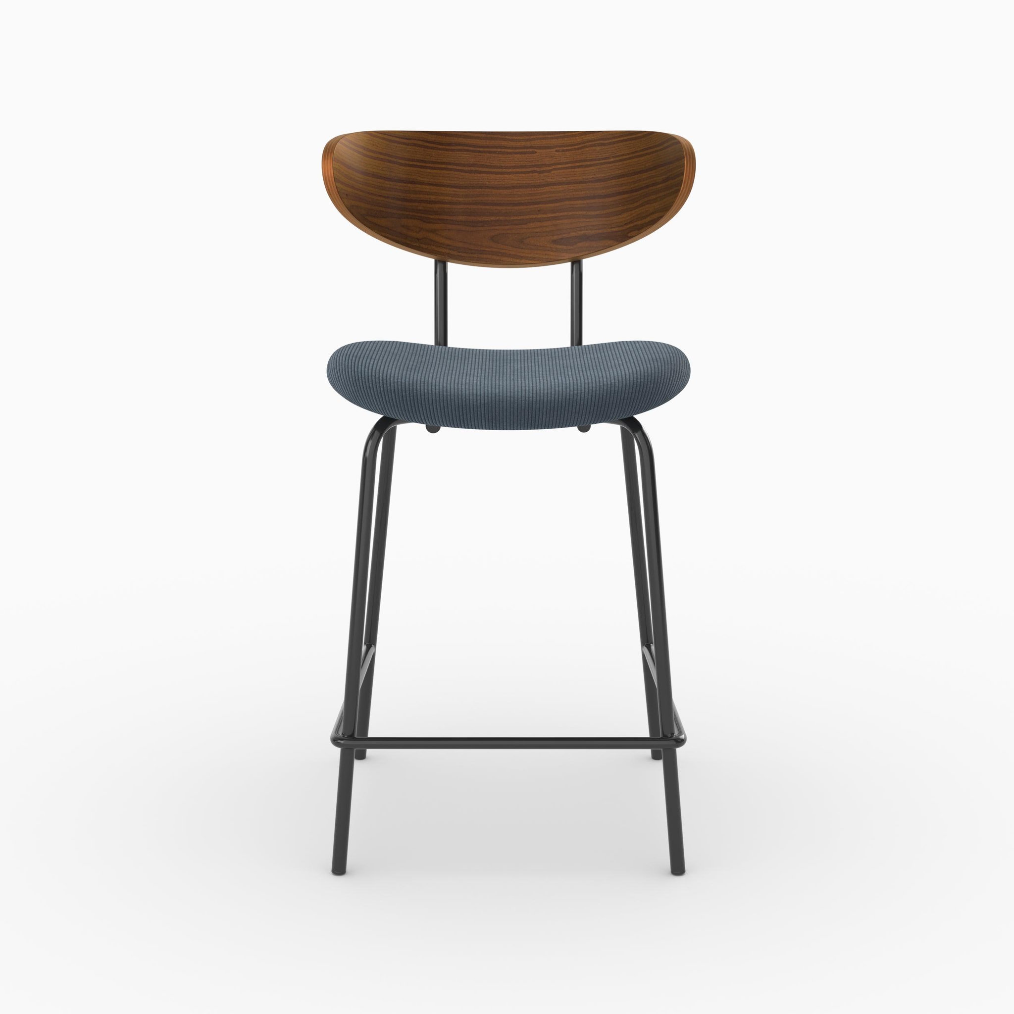 Voir la diapositive 6 : MAISON PAVANE Lot de 2 chaises pour îlot central, velours côtelé bleu marine 64.5 cm-jade