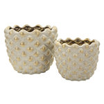 Paris Prix Lot de 2 Cache-Pots en Céramique  Pepitas  23cm Gris & Or