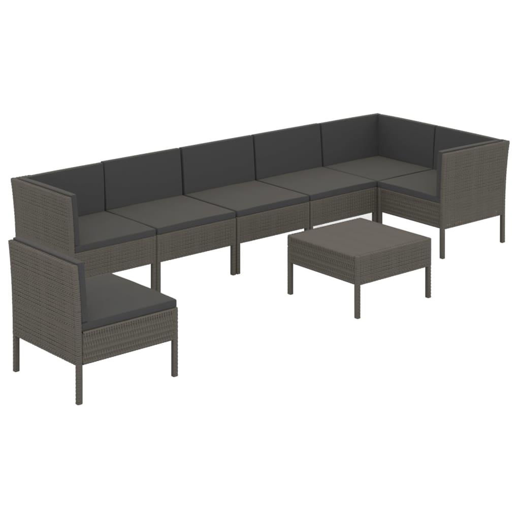 Voir la diapositive 2 : VIDAXL Salon de jardin 8 pcs avec coussins resine tressee gris