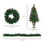 Voir la diapositive 3 : HOMCOM Lot de 4 pièces - décorations de Noël lumineuses LED - couronne, guirlande, 2 sapins avec pots et accessoires - vert