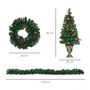 Voir la diapositive 3 : HOMCOM Lot de 4 pièces - décorations de Noël lumineuses LED - couronne, guirlande, 2 sapins avec pots et accessoires - vert
