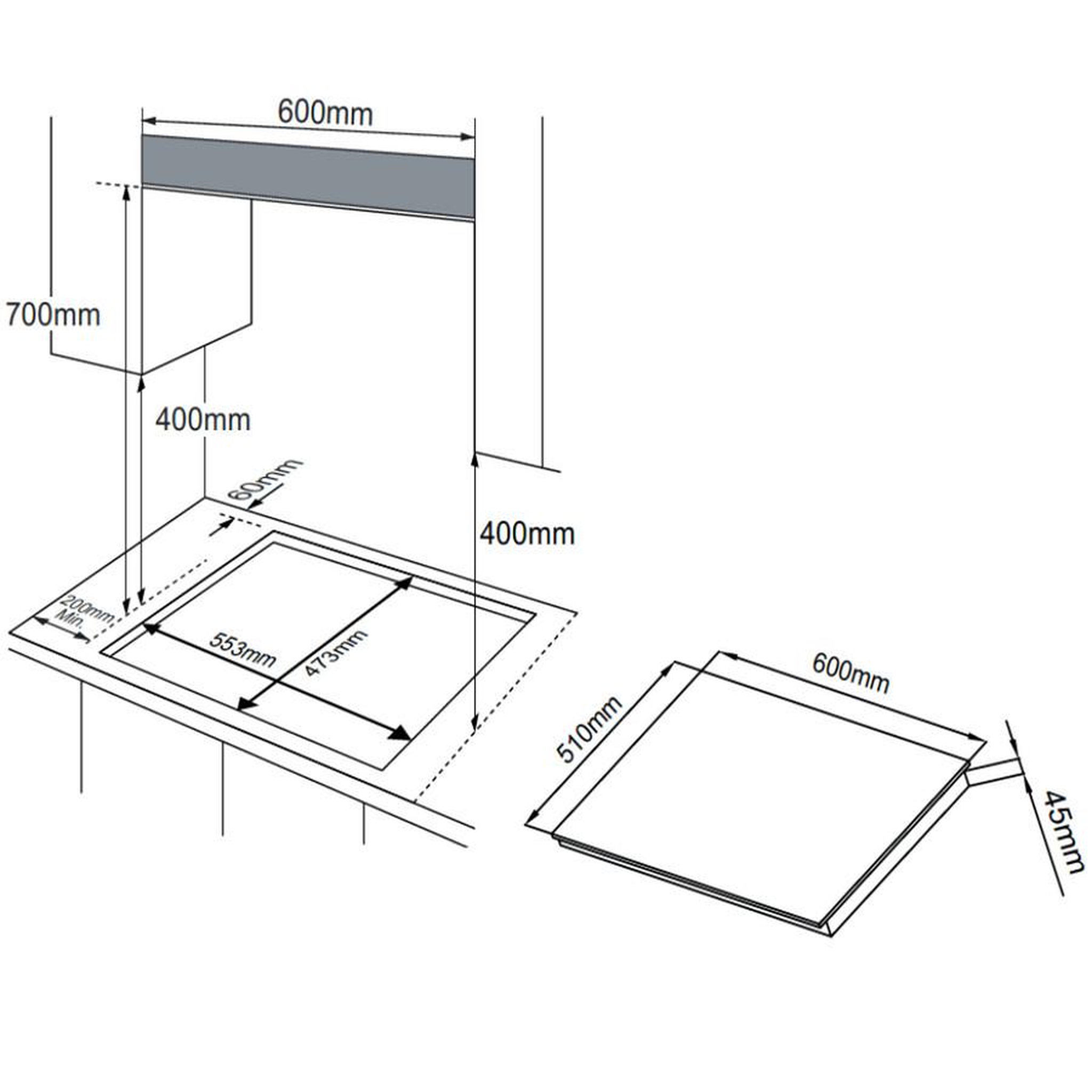 Voir la diapositive 2 : Amica Table de cuisson gaz 60cm 3 feux noir - AG3631N