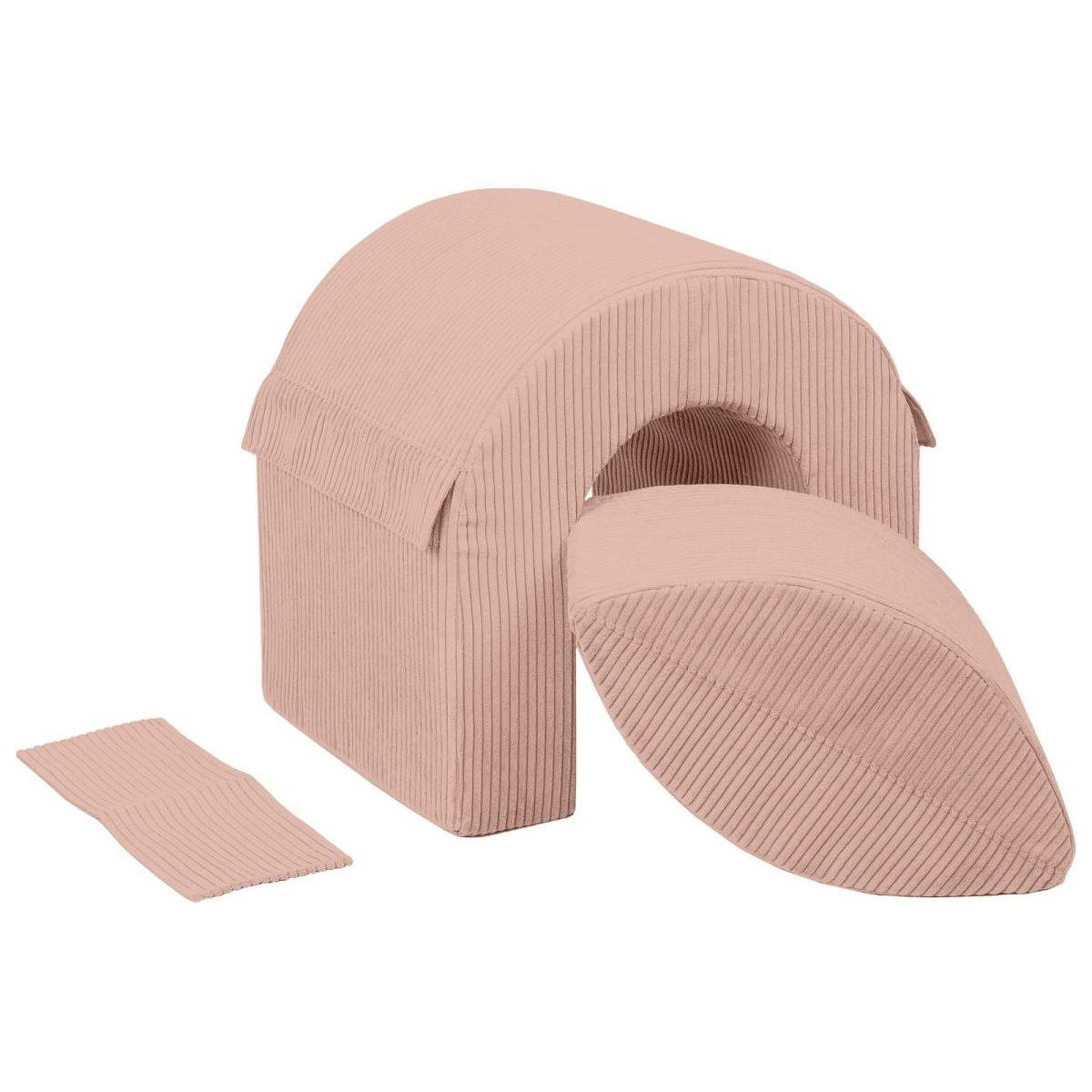 VELINDA Ensemble tunnel (2 grands blocs de mousse) — rose clair (velours côtelé)