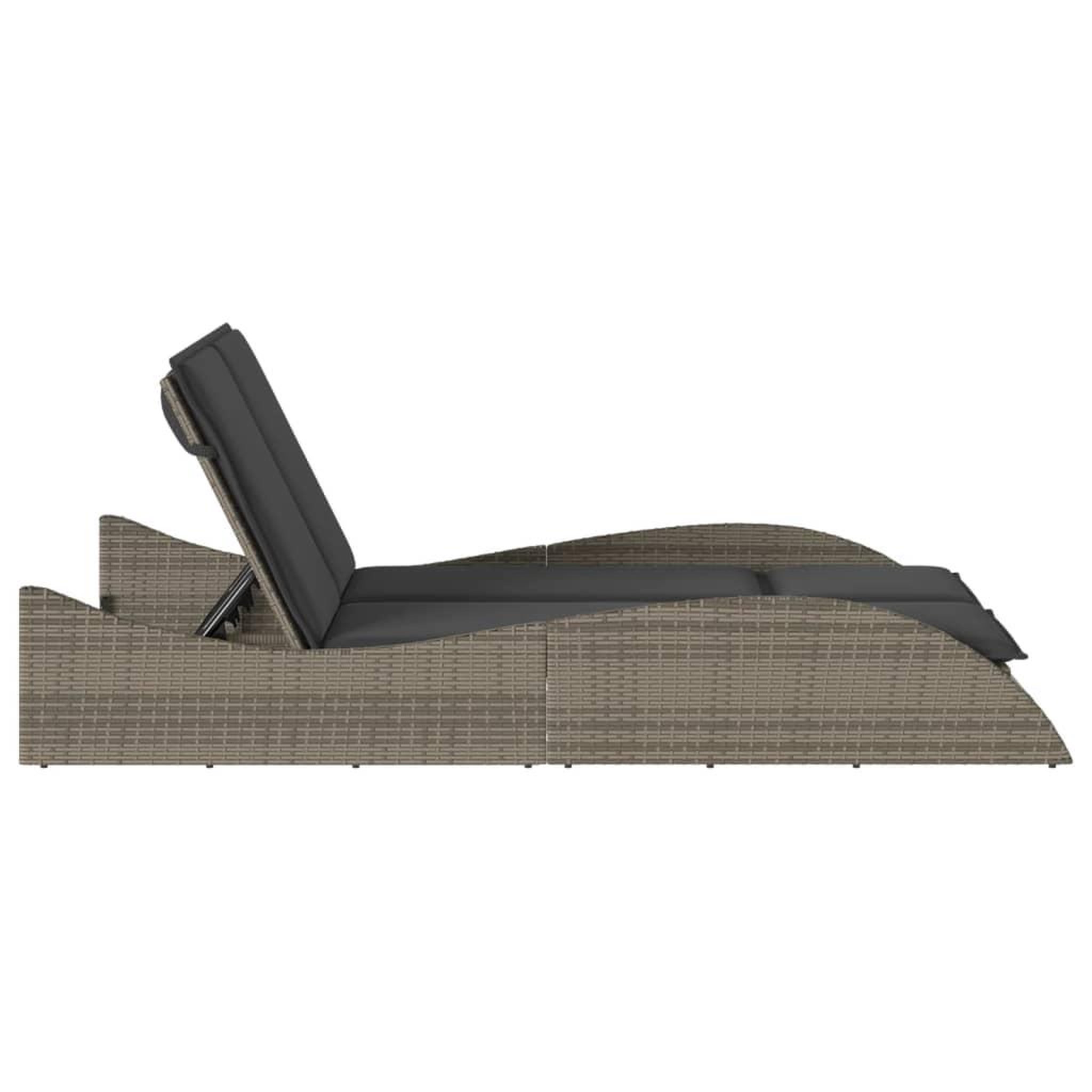 Voir la diapositive 5 : VIDAXL Chaise longue avec coussins gris 114x205x73 cm resine tressee