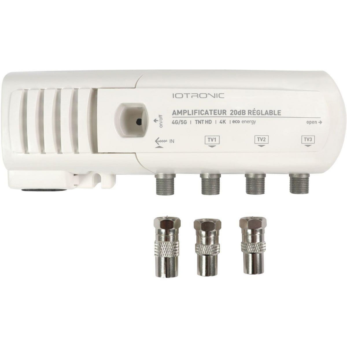 TELEVES Amplificateur TV intérieur 3 TV 20db réglable avec LED